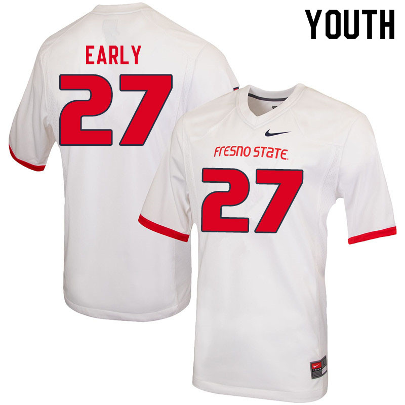 Youth #27 LJ Early Fresno State Bulldogs College Football Jerseys Sale-White - Click Image to Close